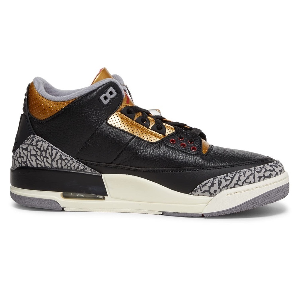 [CK9246-067] Air Jordan 3 Retro Mid Black Gold Cement Women's Size 9 W / 7.5 M - Picture 2 of 16